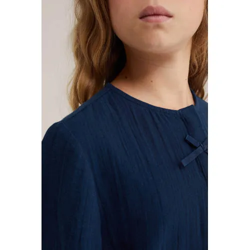 WE Fashion blouse met ruches donkerblauw, foto 5