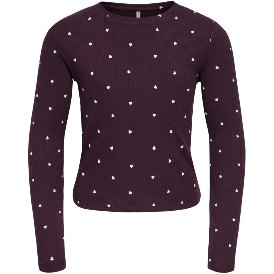 Only longsleeve met hartjes donkerrood donkerrood/wit, foto 2