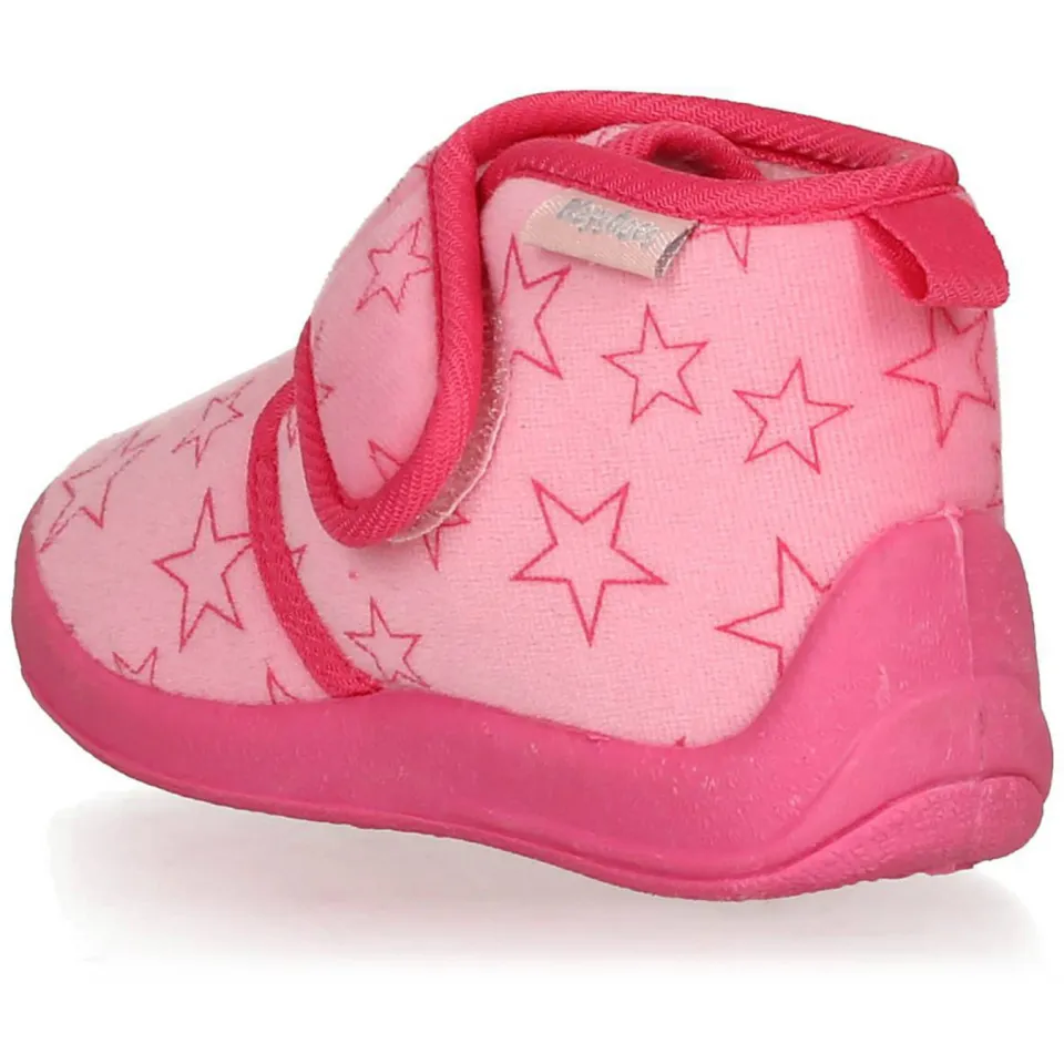 Playshoes pantoffels met sterrendessin Velcro roze/donkerroze, foto 3