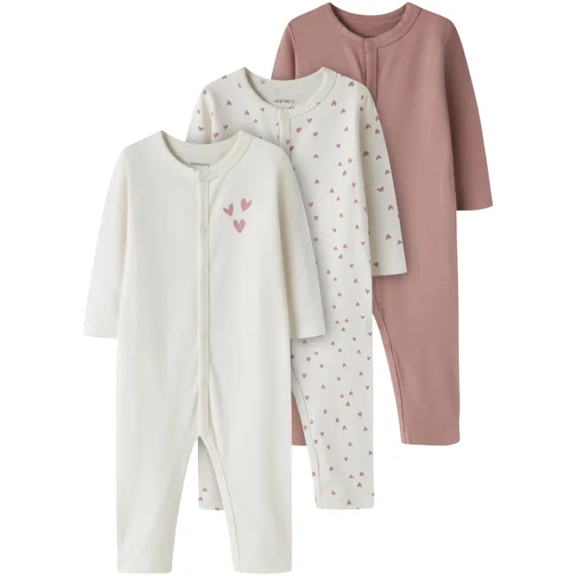 NAME IT BABY babypyjama met hartjes roze/ecru