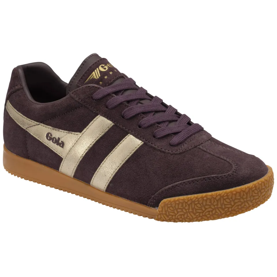 Gola Harrier Mirror suède sneakers - donkerbruin/goud, foto 3