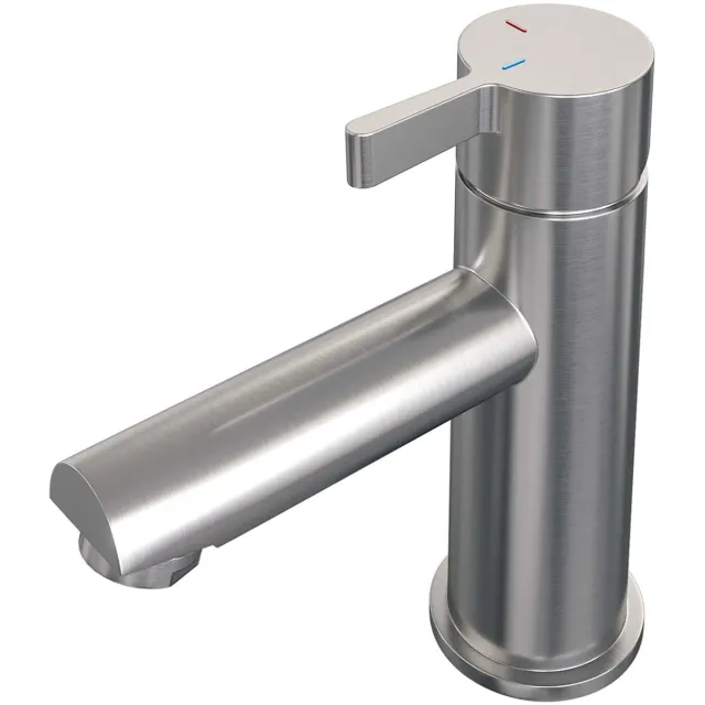 Brauer Wastafelmengkraan Brauer Brushed Edition Coldstart Opbouw Laag Halfronde Hendel Geborsteld RVS PVD
