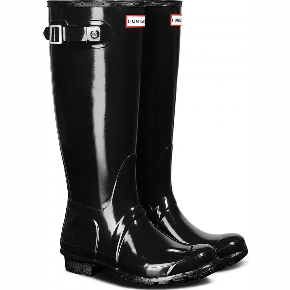 Hunter original tall gloss regenlaarzen met profielzool - zwart, foto 2