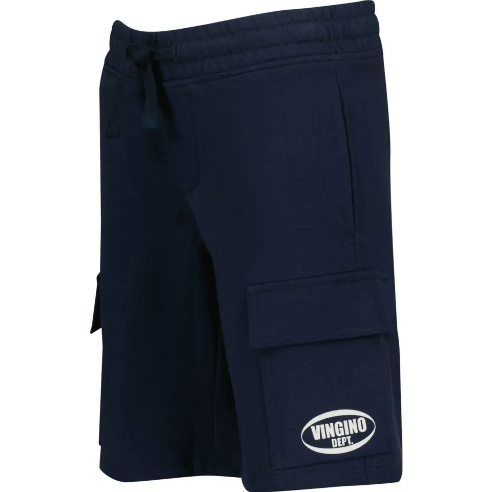 Vingino relaxed sweatshort joggingshort donkerblauw met logo, foto 3