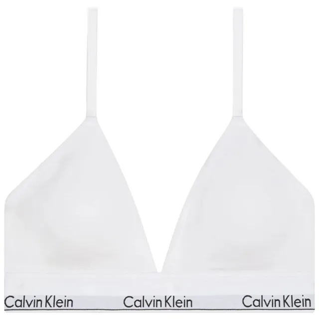 Calvin Klein Triangelbeha met logo in band en spaghettibandjes Wit
