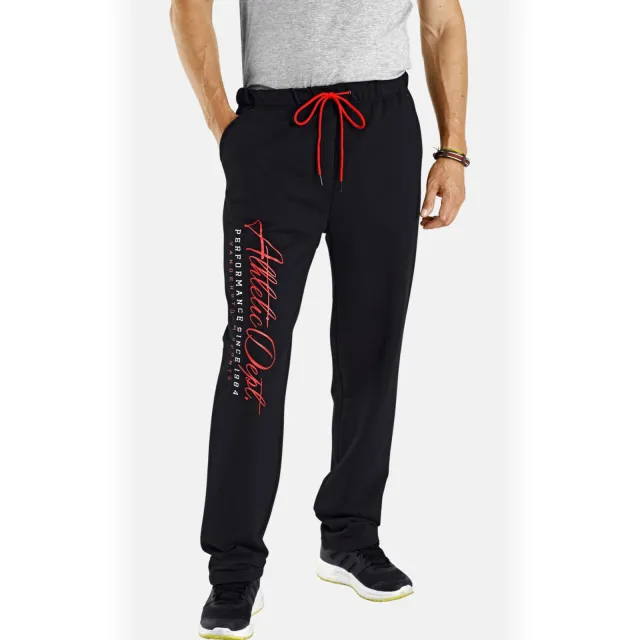 Jan Vanderstorm loose fit joggingbroek BJAN Plus Size met printopdruk zwart