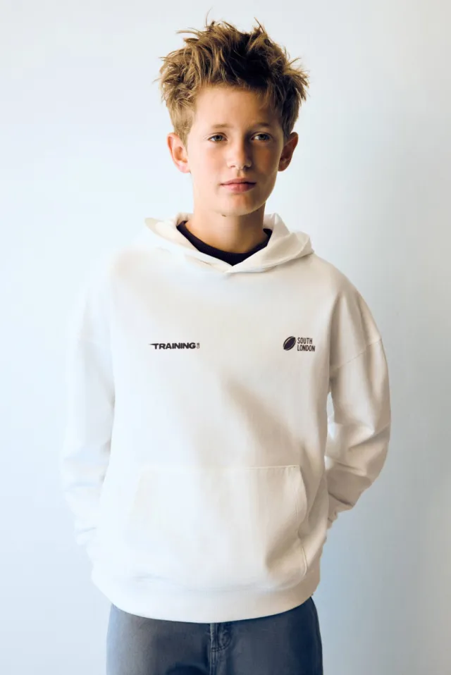 Mango Kids hoodie met backprint - wit Naturel wit