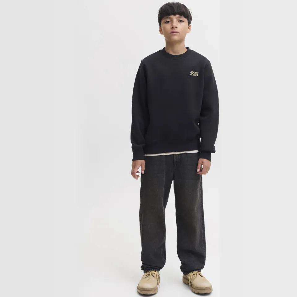 Jack & Jones JUNIOR sweater met borduursels - zwart