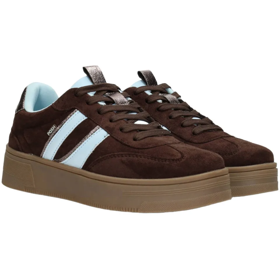 POSH by Poelman Lilly sneakers - bruin/lichtblauw, foto 4