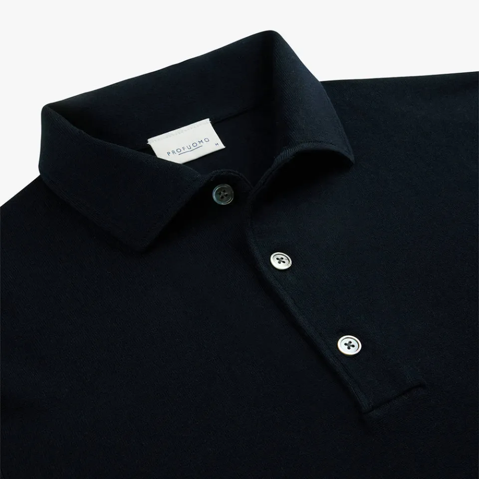 Profuomo zijden regular fit polo - donkerblauw, foto 4