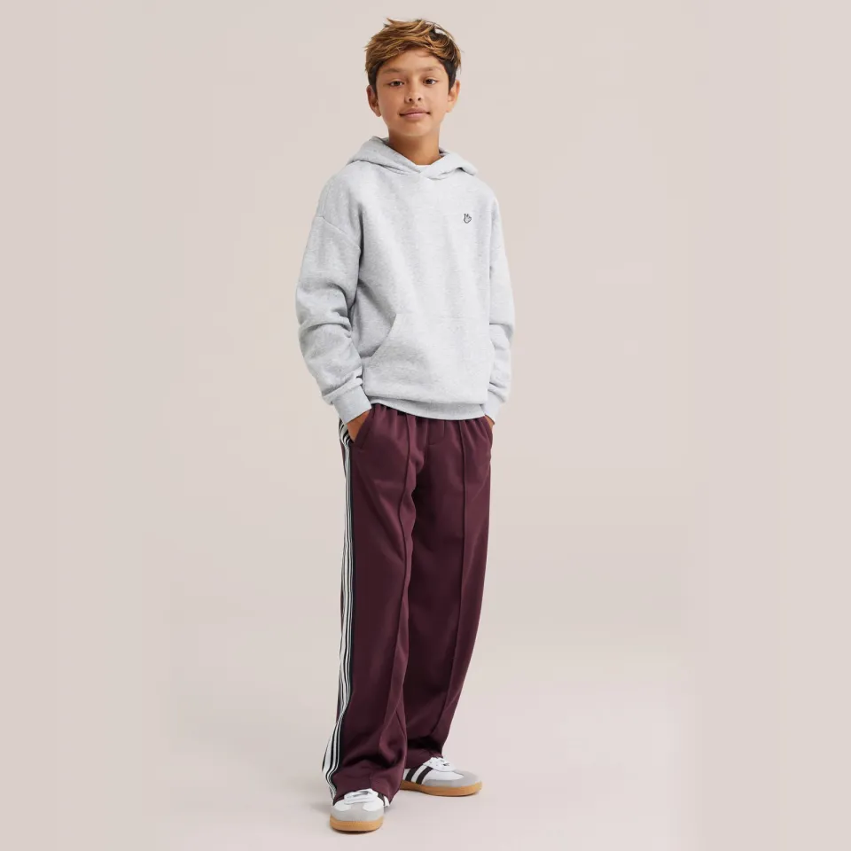 WE Fashion straight leg gestreepte joggingbroek donkerrood