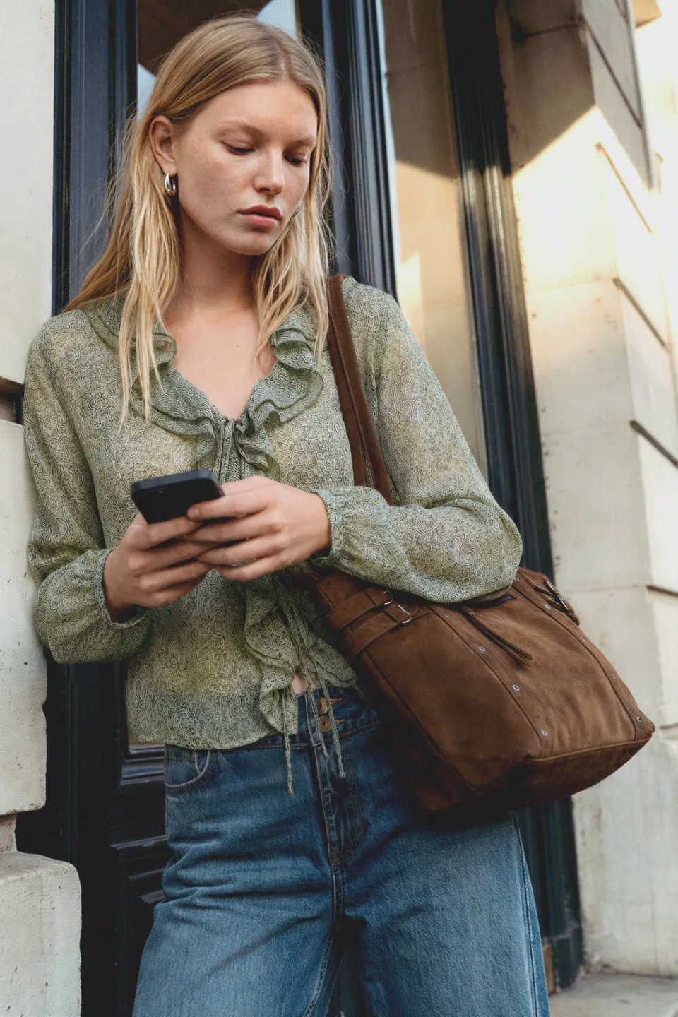 Mango Teen gebloemde blouse met ruches groen, foto 5