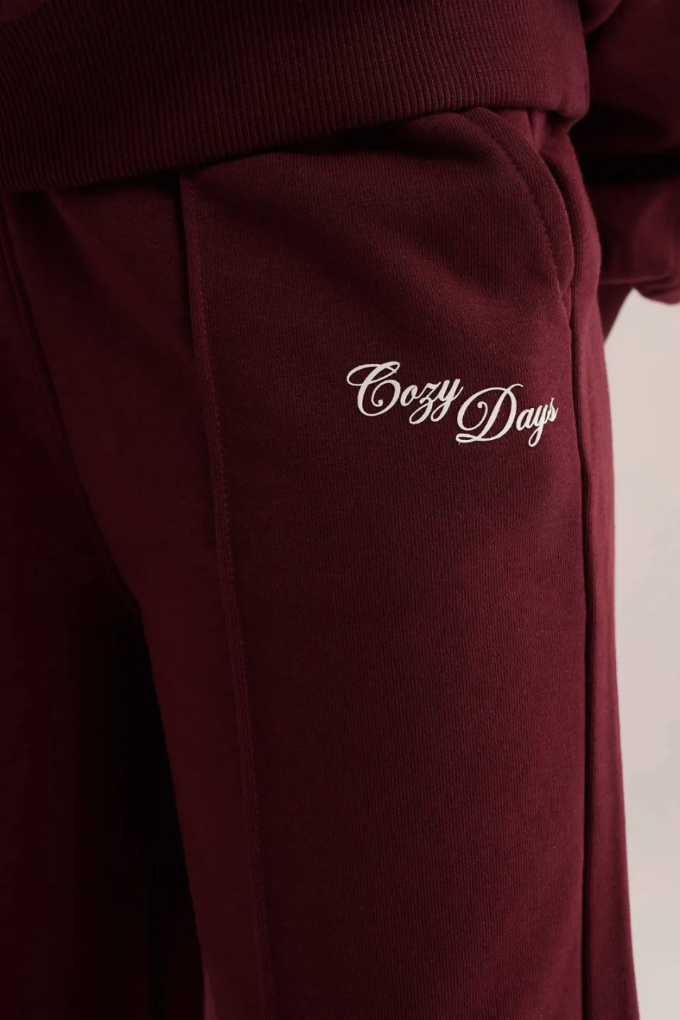 WE Fashion wide leg joggingbroek donkerrood, foto 4