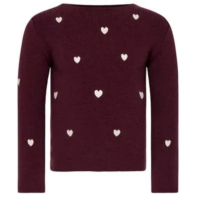 Only KIDS ONLY MINI gebreide trui met borduursels en hartjes - paars Meisjes Viscose Ronde hals