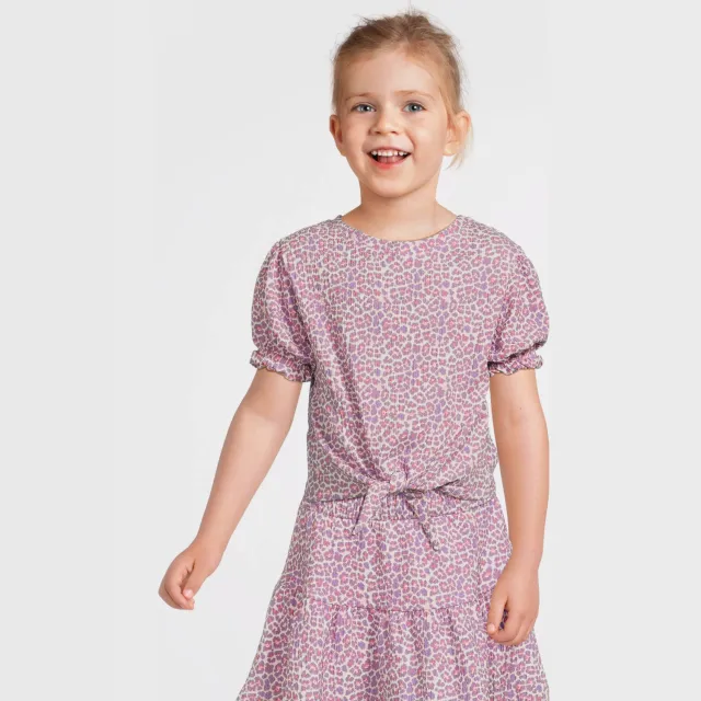 Anytime crinkle top met panterprint roze