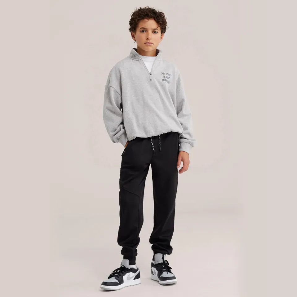 WE Fashion tapered joggingbroek zwart