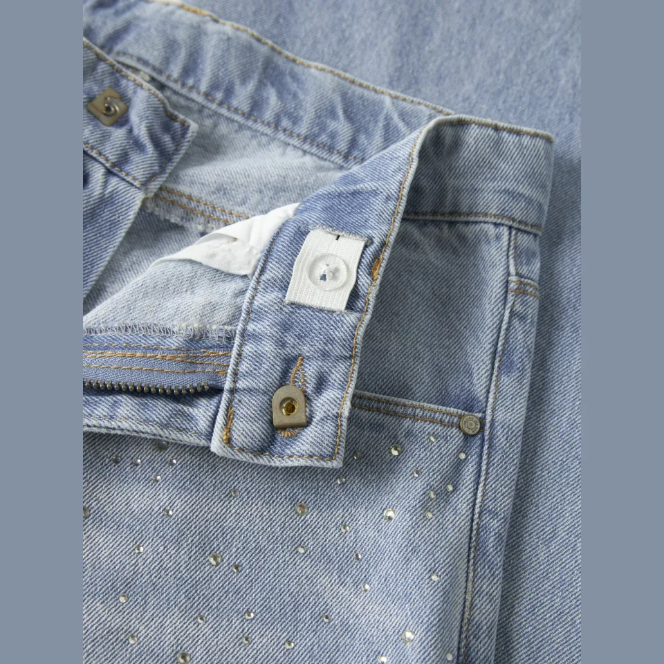 NAME IT KIDS NKFBELLA wide leg jeans met strass-steentjes en print - lichtblauw, foto 3