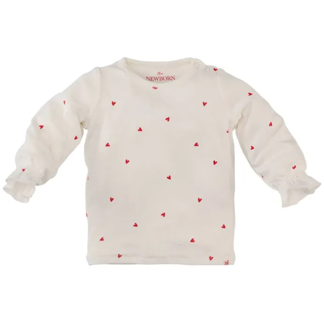 Z8 newborn Femme longsleeve ecru met rode hartjes Ecru/rood