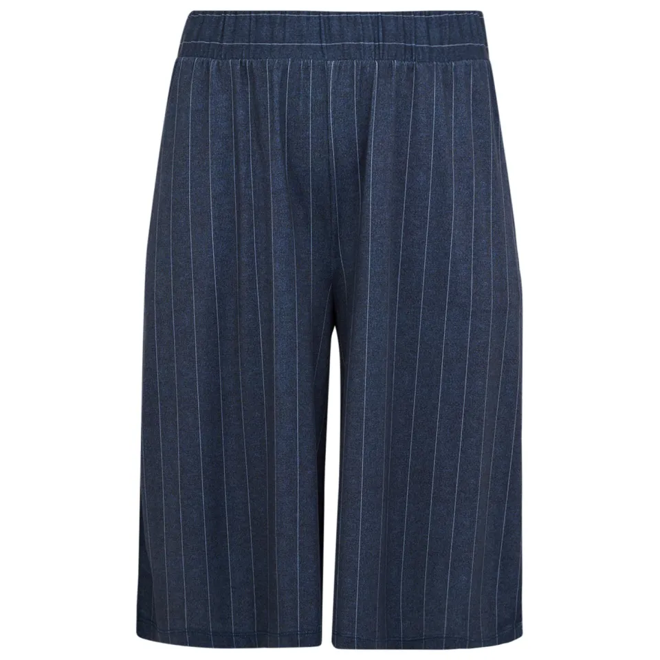 Yoek wide leg bermuda met krijtstreep blauw, foto 2
