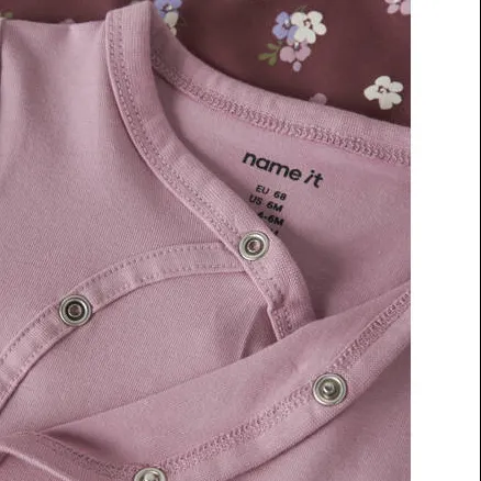 NAME IT BABY katoenen gebloemde broek en romper set - paars, foto 3