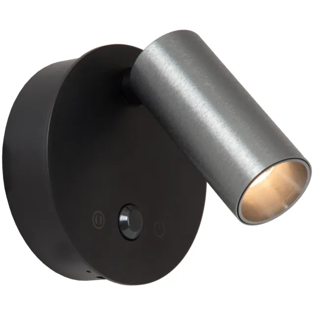 Lucide TONI - Oplaadbare Wandspot / Wandlamp - Accu/Batterij - Ø 8,1 cm - LED Dimb. - CCT - 1x2W 2700K/4000K - Bewegingssensor (uitschakelbaar) - Magnetisch - Grijs ijzer Grijs ijzer, Zwart