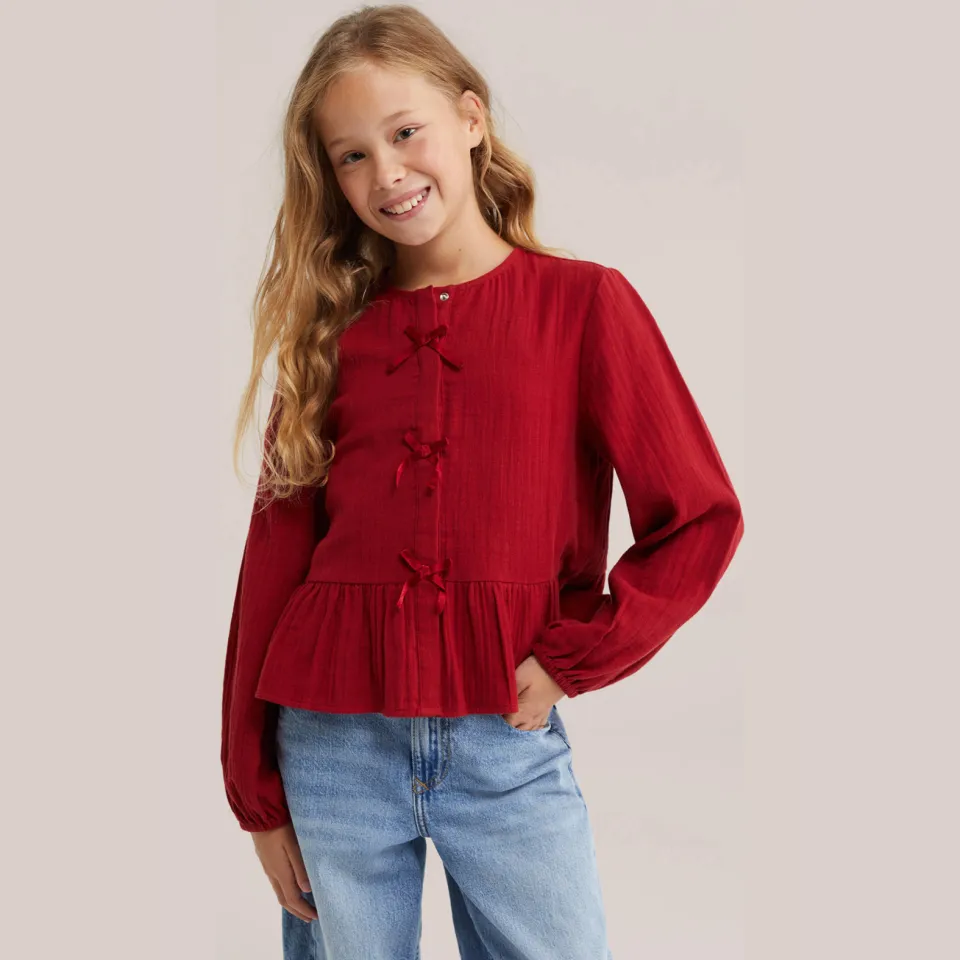 WE Fashion blouse met ruches rood, foto 4