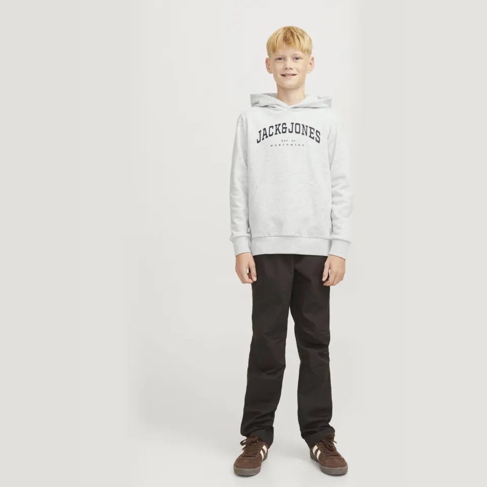 Jack & Jones JUNIOR hoodie JJECALEB VARSITY met logo wit melange, foto 4