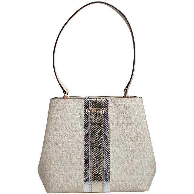 MICHAEL Michael Kors Pratt Medium Signature schoudertas beige