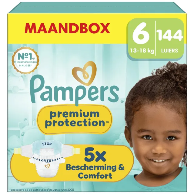 Pampers Premium Protection Maat 6 maandbox - 144 luiers - 13kg-18kg