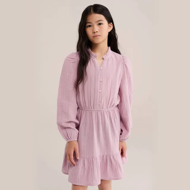WE Fashion midi jurk met plooien roze, foto 5