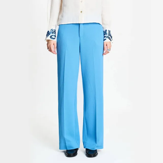 POM Amsterdam wide leg high waist broek blauw, foto 4