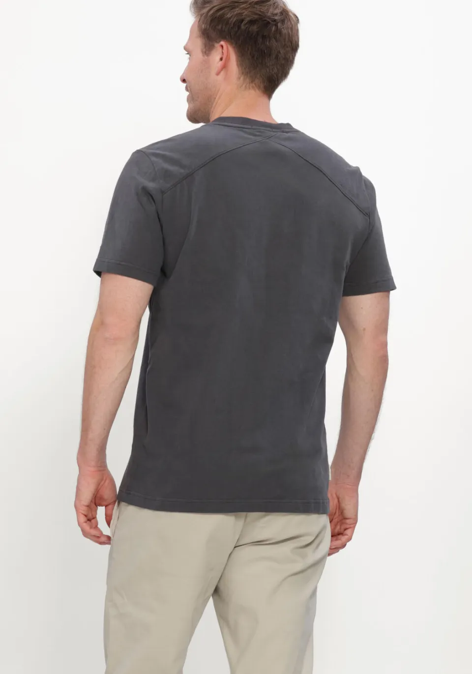 Cast Iron Heren Polo's & T-shirts Short Sleeve R-neck Regular Fit Peached Jersey - Antraciet, foto 3
