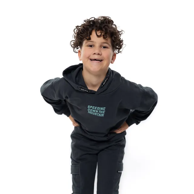No Way Monday oversized hoodie met tekst - donkergrijs/lichtblauw