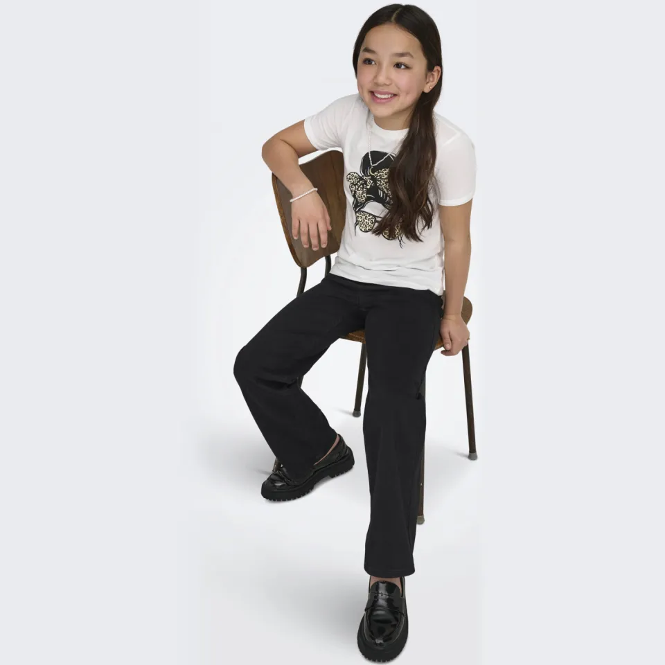 KIDS ONLY GIRL high waist wide leg jeans black denim, foto 3