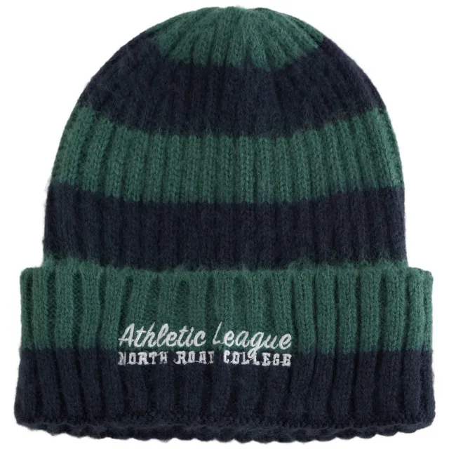 WE Fashion gestreepte muts - donkerblauw/donkergroen