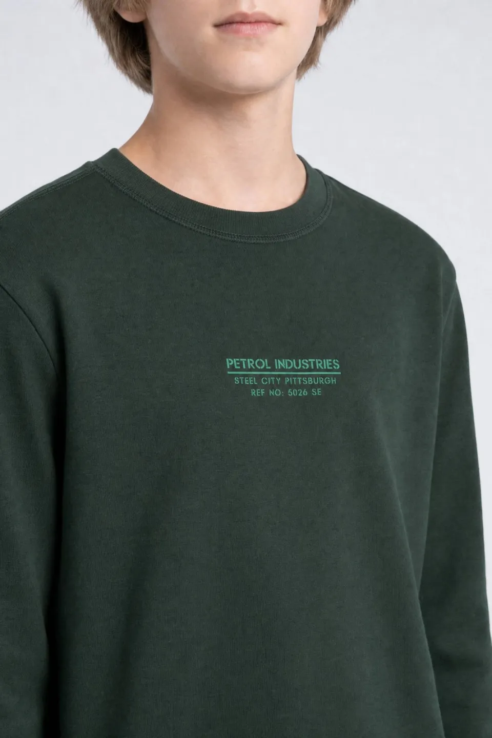 Petrol Industries rechtvallende sweater met print - donkergroen, foto 4