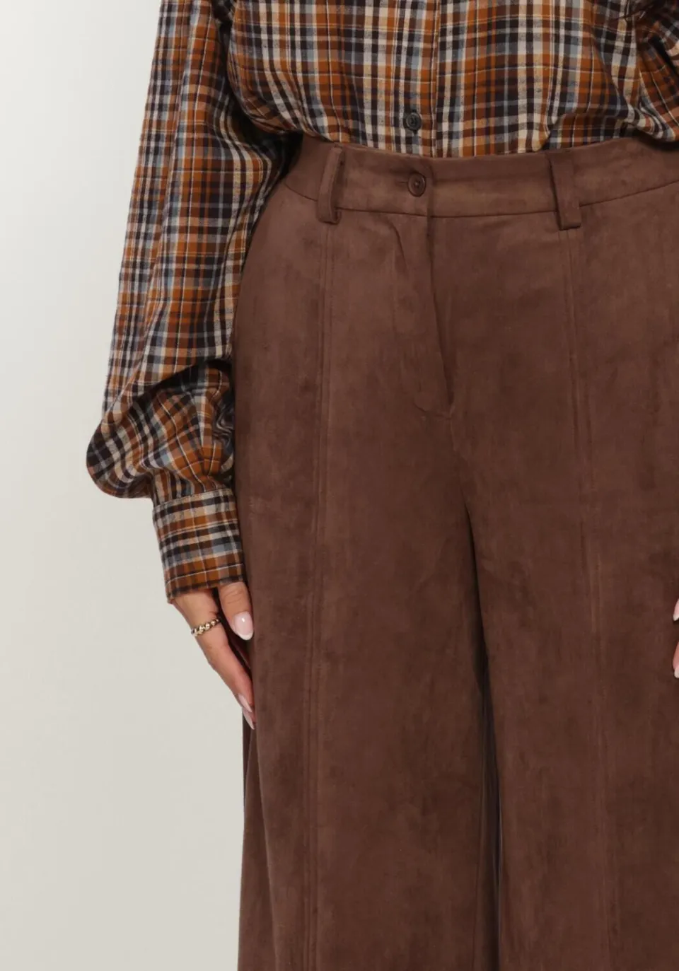 Object Dames Broeken Objmiya Hw Wide Pants - Bruin, foto 4