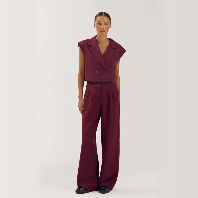 Harper & Yve wide leg broek - wijnrood