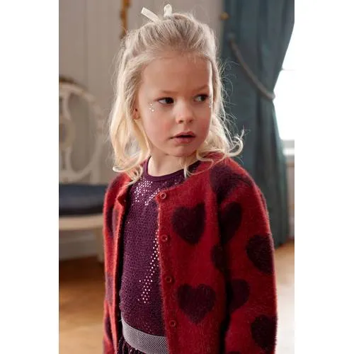 Jubel longsleeve met pailletten bordeauxrood, foto 4