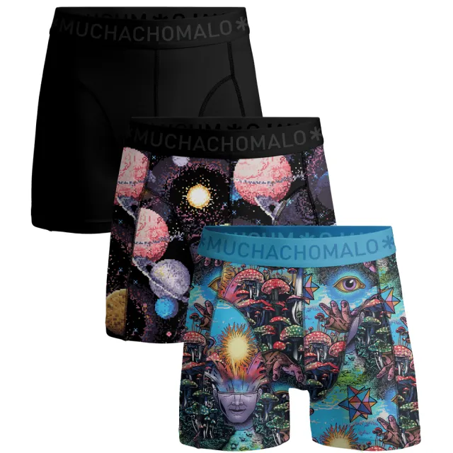 Muchachomalo Heren 3-pack Boxershorts Inner Outer Space Veelkleurig
