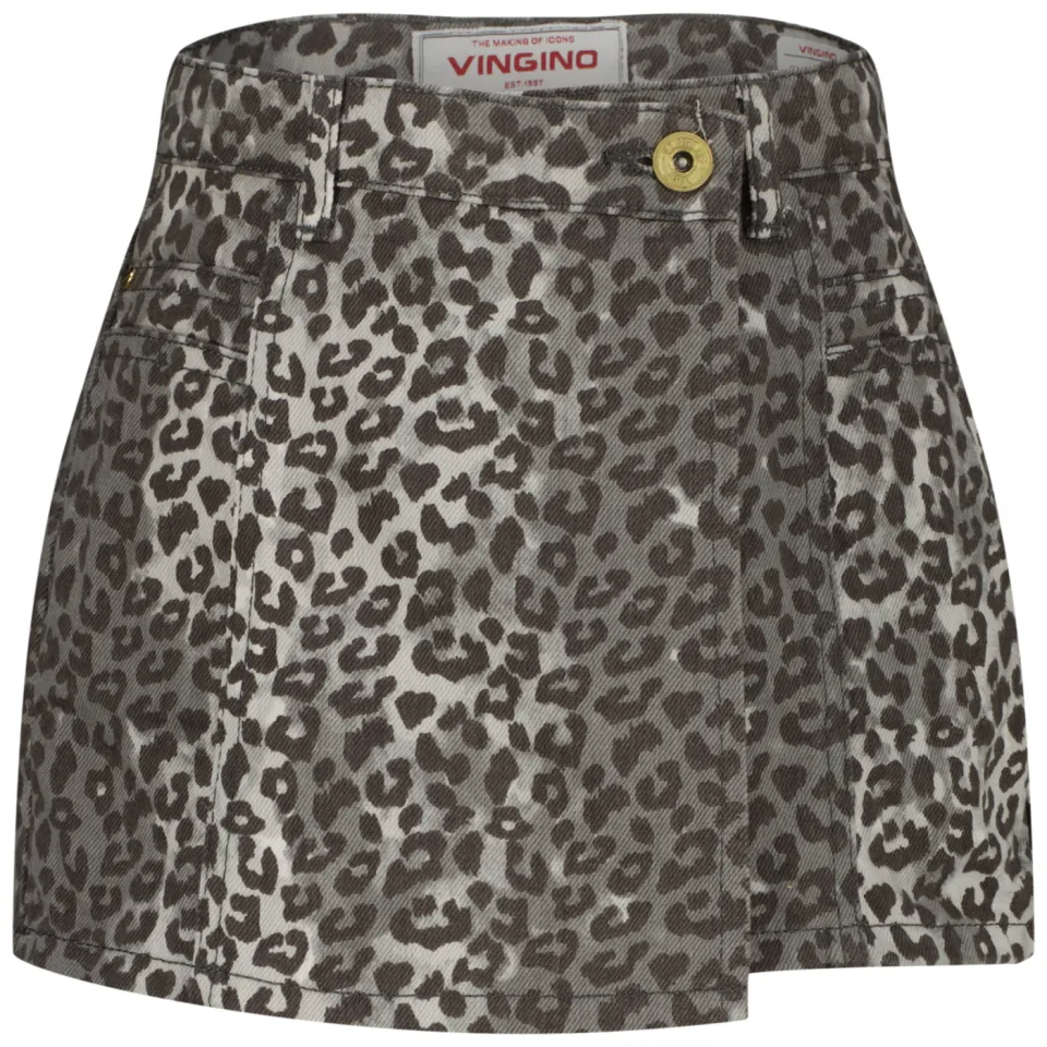 Vingino denim skort met panterprint grijs, foto 2