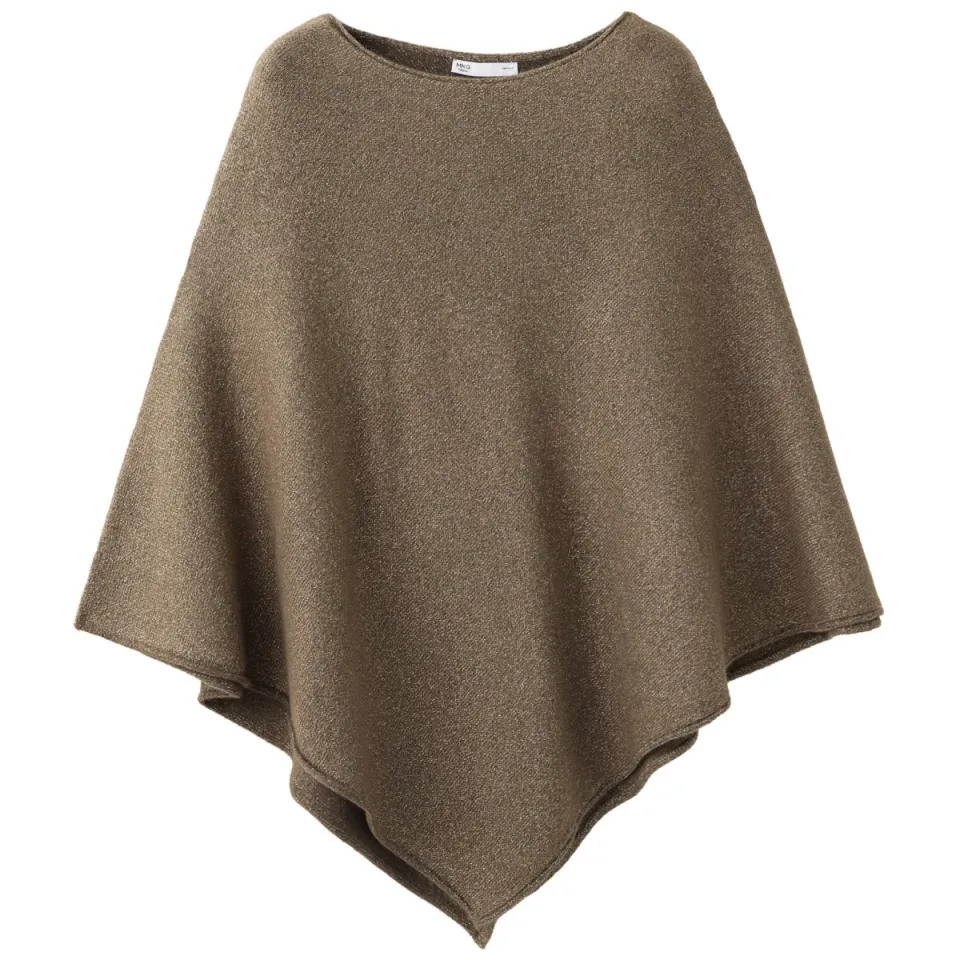Mango TEEN asymmetrische gebreide cape bruin, foto 2