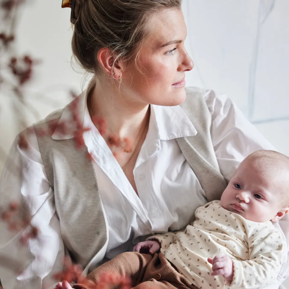 Dirkje longsleeve met all over print ecru bruin, foto 5