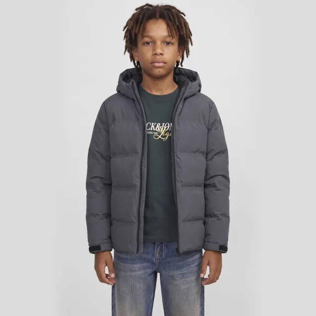 Jack & Jones JUNIOR pufferjas - donkergrijs