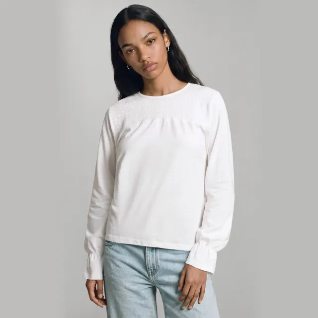 Mango TEEN blousetop met smockwerk wit, foto 3