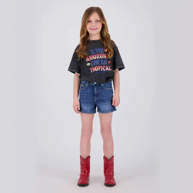 Vingino regular jeansshort medium blue denim Mid Blue Wash
