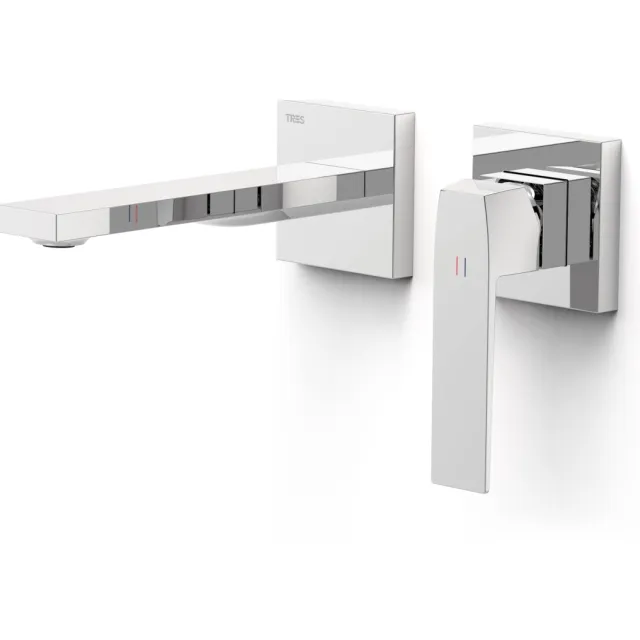Tres Slim Exclusive wastafelmengkraan inbouw 2 delen chroom