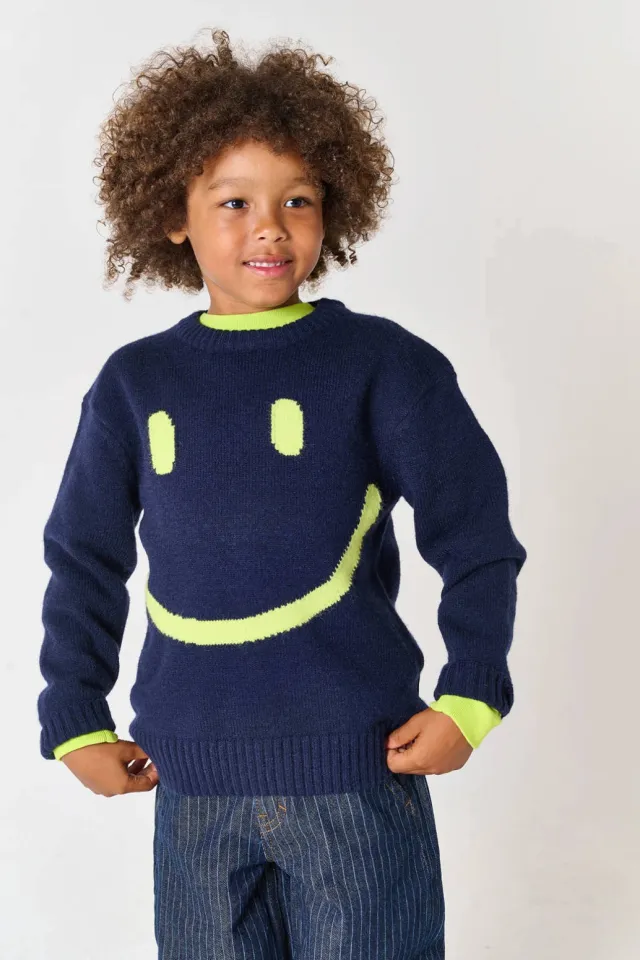 Tumble 'n Dry sweat gebreide trui met print - donkerblauw