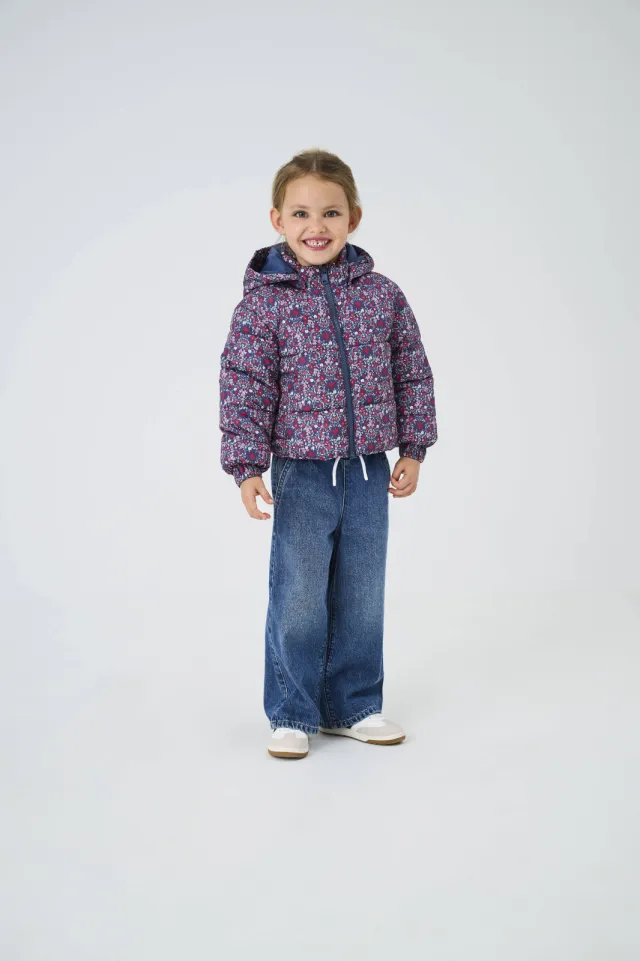 Only KIDS ONLY MINI gewatteerde jas bloemenprint Blauw/rood