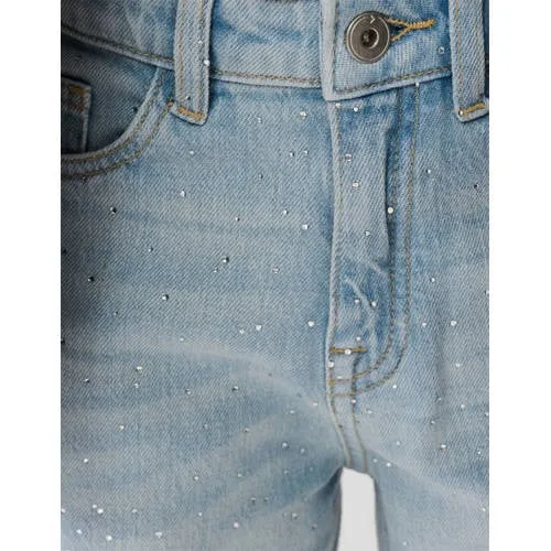 Shoeby high waist barrel jeans met strass steentjes light blue denim, foto 4